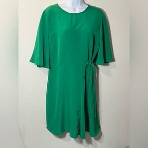Topshop Green Wrap Tie Front Midi Dress